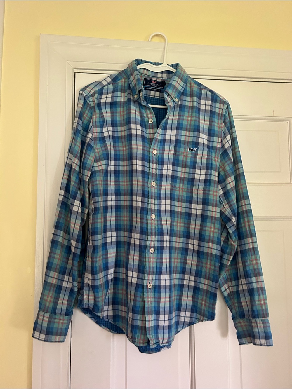 Vineyard Vines Teal & Blue Plaid Button-Down Shirt